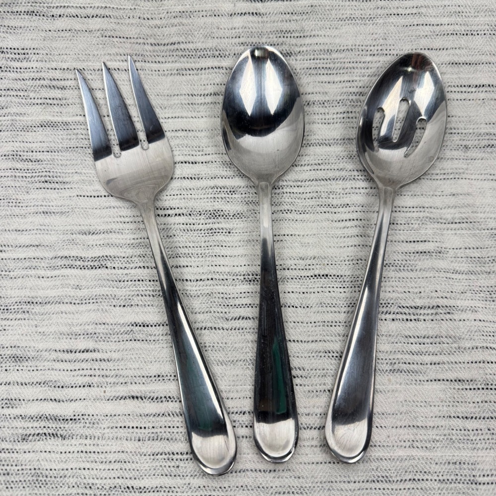 Hampton Silversmiths Stainless Steel Serving Set Spoons Fork Glossy‎ China 195